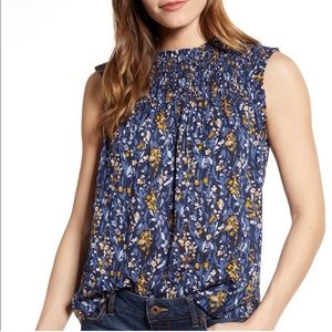 Caslon Sleeveless Smocked Floral Top